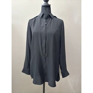 Banana Republic Women Black 100% silk long sleeve blouse top Size Small